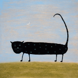 Black Cat with Crescent Moon, 2022 by Dean Bowen